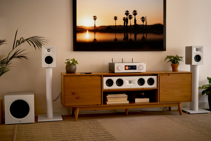 JBL Modern Audio (MA) AV Receivers and Stage 2 Loudspeakers - White - Lifestyle