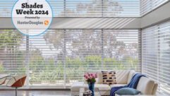 Hunter Douglas Silhouette ClearView shades with Shade Week bug